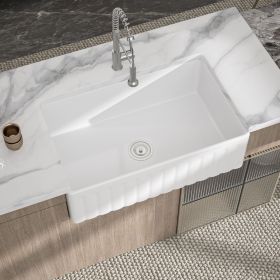 33-inch Undermount Single Bowl Rectangular Porcelain Ceramic Apron Front Farmhouse Kitchen Sink