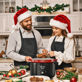 6-Quart Enameled Cast Iron Dutch Oven - 1500W Large Electric Cooking Pot with 10-in-1 Multi-Functional Cooking Modes, Slow Cook, Saute, Soup Brot