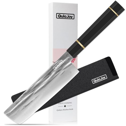 Qulajoy Chef Knife 8 Inch - Hand Forged Swedish Sandvik Steel Gyuto Cooking Knife - Professional Japanese Kitchen Knife - Classic Octagonal Handl