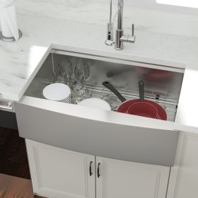 33-inch 16-Gauge/36-inch 18-Gauge Undermount 304 Stainless Steel Single Bowl Ledge Workstation Apron Front Farmhouse Kitchen Sink (size: 33 in. *22 in. *10 in.)