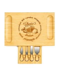 Kitchen Natural Bamboo Cutting Board Bamboo Cheese Board Set (Color: Natural, size: 16.5 in)